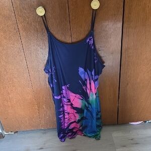 SHEIN Black and Multicolor Spaghetti Strap Dress